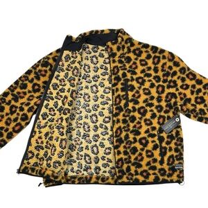 Free Nature Fleece Jacket Cat Print Full Zip Men's NWT